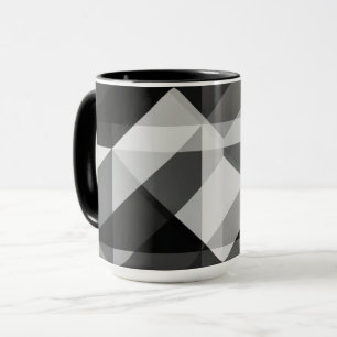 Color Block Geo Shapes Art Mug in Black and Gray