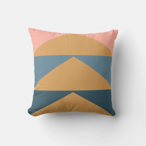 Color Block Geometric Art in Navy Blue and Gold Throw Pillow
