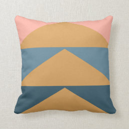 Color Block Geometric Art in Navy Blue and Gold Throw Pillow