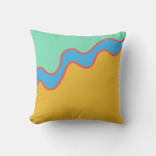 Color Block Gold Blue Green Throw Pillow