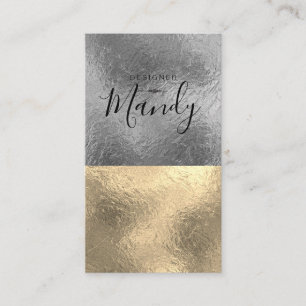 Color Block Gold Silver Foil Business Card
