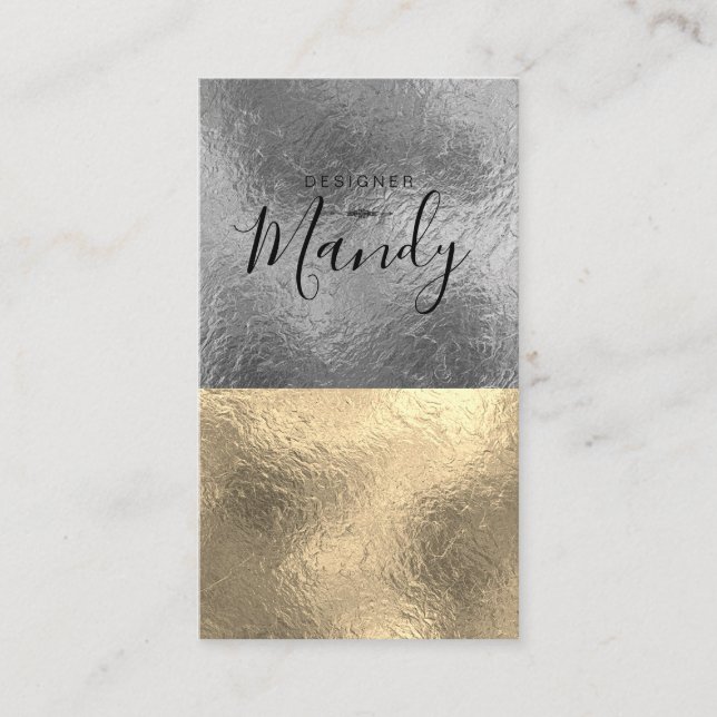 Color Block Gold Silver Foil Business Card (Front)