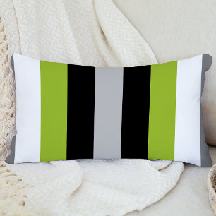 Color Block Gray, Lime Green, Black, White Lumbar Pillow