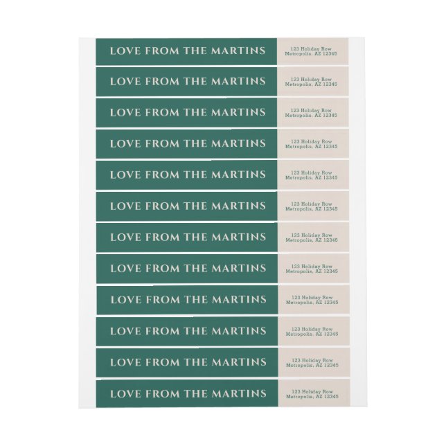 Color Block Green and Blush Skinny Mail Label (Sheet)