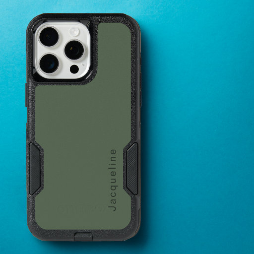 Color Block Green Name Modern Minimalist Script iPhone 15 Pro Max Case