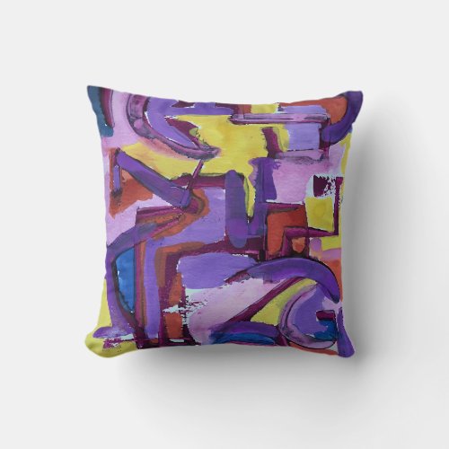 Color Block_Hand Painted Abstract Art Throw Pillow