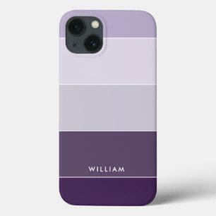 Color Block Horizontal Stripes Purple Gray iPhone 13 Case