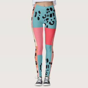 Color Block Leopard Print Pattern Leggings