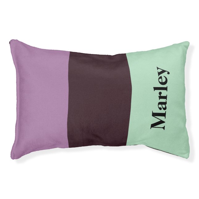 Color Block Lilac Green Modern Personalized Dog Pet Bed (Front)