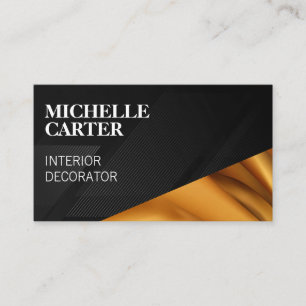 Color Block Lines Gold Silk Business Card