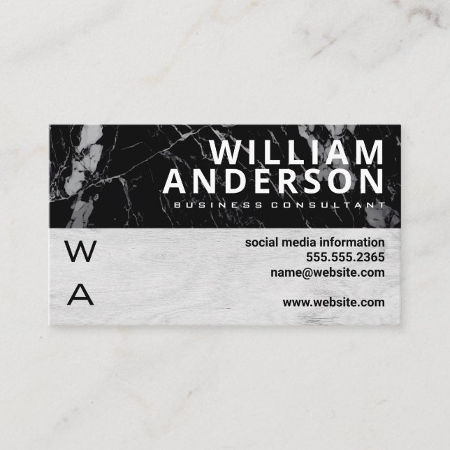 Color Block | Marble | Wood Grain Business Card (Front)