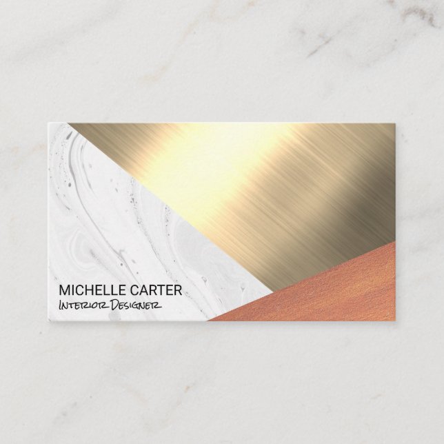 Color Block | Metal | Wood Business Card (Front)