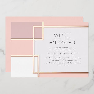 Color Block Mid Century Modern Engagement Foil Invitation
