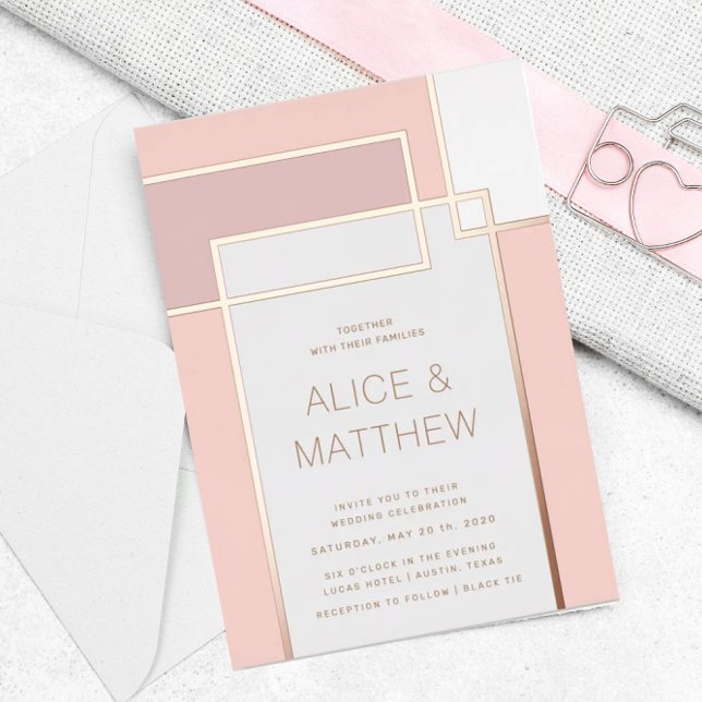 Color Block Mid Century Modern Wedding Foil Invitation (Creator Uploaded)