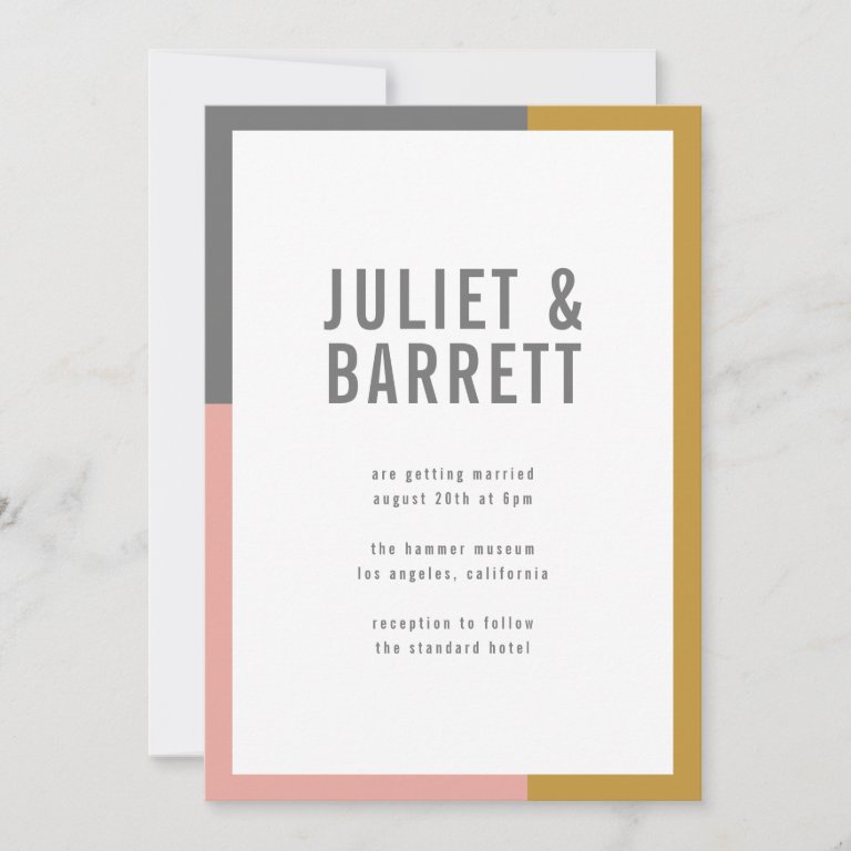 Color Block Minimal Wedding Invitation