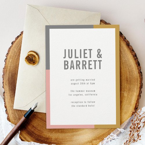 Color Block Minimal Wedding Premium Invitation