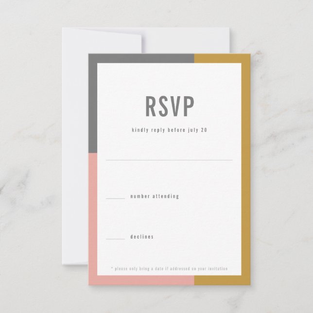 Color Block Minimal Wedding RSVP Card (Front)