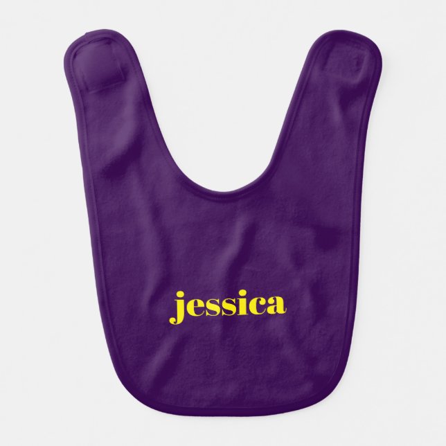 Color block minimalist custom name  baby bib (Front)