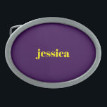 Color block minimalist custom name  belt buckle<br><div class="desc">Add your name on this minimalist color block design on purple background.</div>