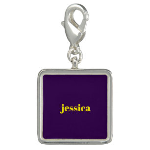 Color block minimalist custom name  charm