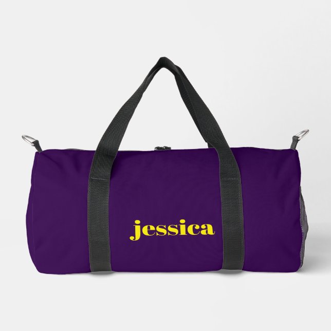 Color block minimalist custom name  duffle bag (Front)