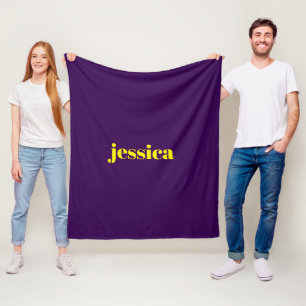 Color block minimalist custom name fleece blanket
