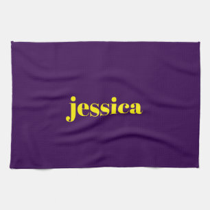 Color block minimalist custom name kitchen towel