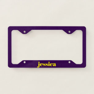 Color block minimalist custom name  license plate frame