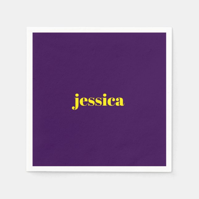 Color block minimalist custom name  napkins (Front)