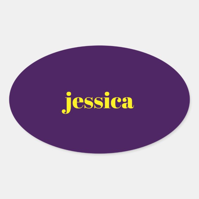 Color block minimalist custom name  oval sticker (Front)