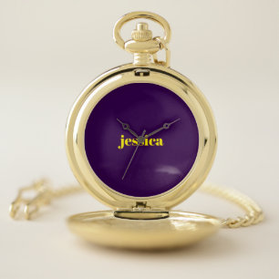 Color block minimalist custom name pocket watch