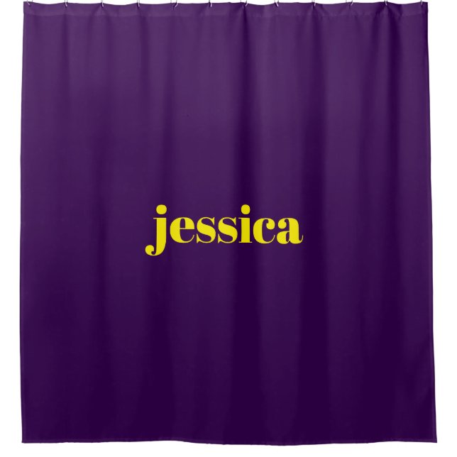 Color block minimalist custom name  shower curtain (Front)