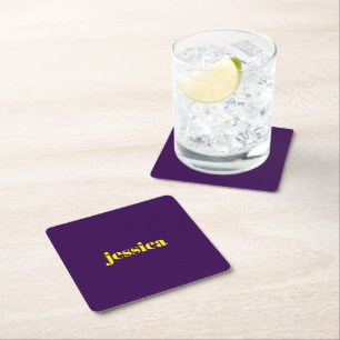 Color block minimalist custom name square paper coaster