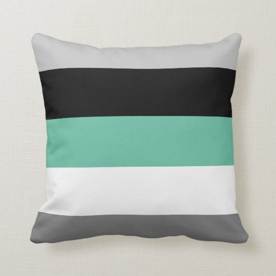 Color Block Mint Green Gray Black And White Throw Pillow