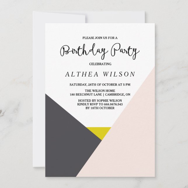 Color Block | Modern Birthday Party Invitation (Front)