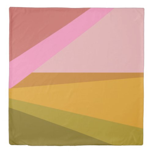 Color Block Modern Geometric Art  Pink and Olive  Duvet Cover