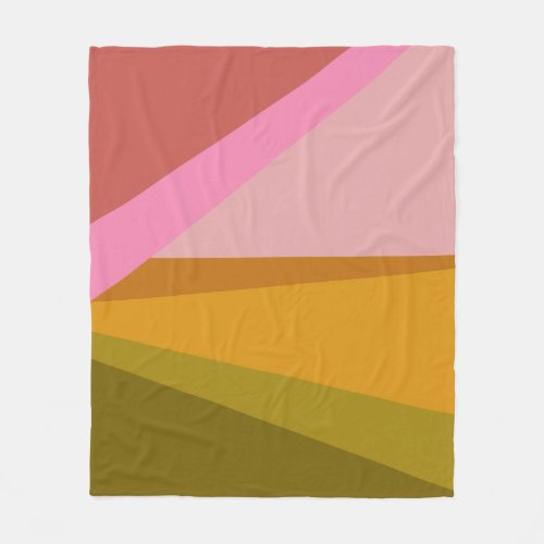 Color Block Modern Geometric Art  Pink and Olive Fleece Blanket