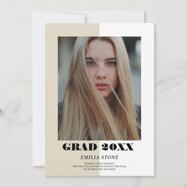 Color Block Modern Graduation Announcement (Front)