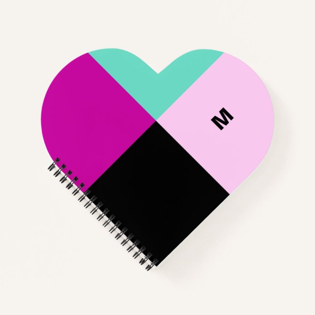 Color Block Modern Stylish Trendy Custom Monogram Notebook (Front)