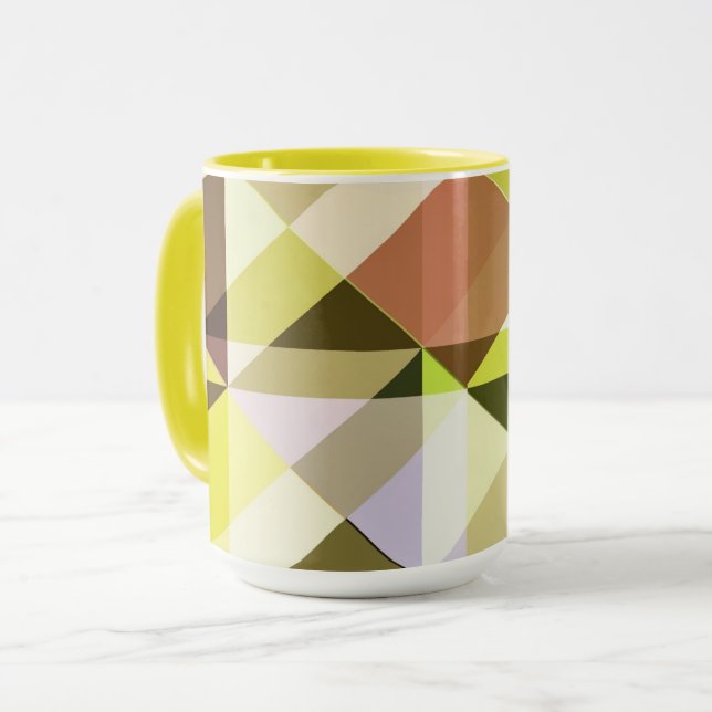 Color Block Mug in Gold Lime and Yellow (Front Left)