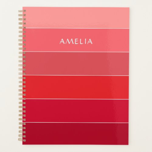 Color Block Name Red Pink Stripes Planner