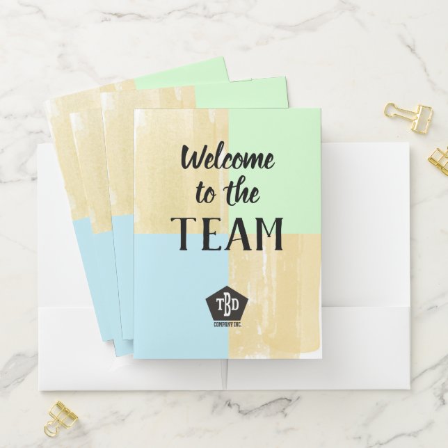 Color block new employee onboarding welcome folder (In Situ)
