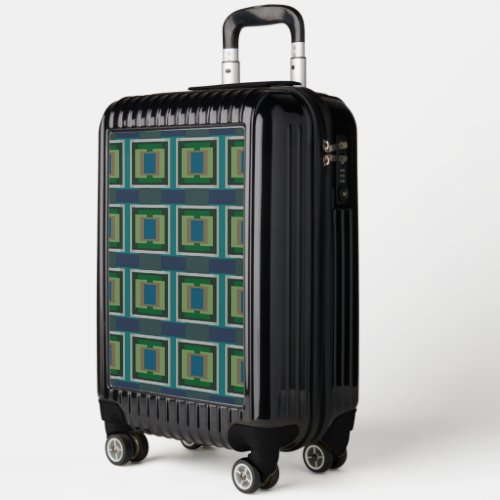 Color Block Pattern Blue Green Turquoise Gray Tan Luggage