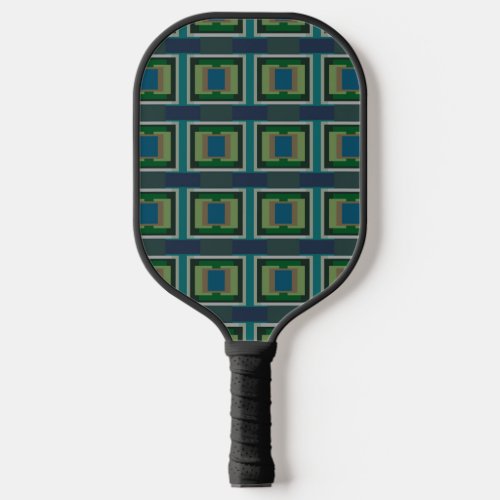 Color Block Pattern Blue Green Turquoise Gray Tan  Pickleball Paddle