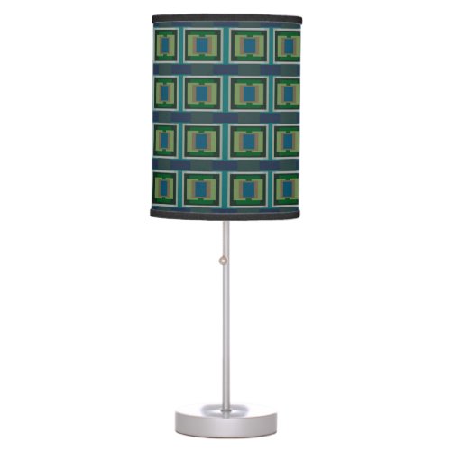 Color Block Pattern Blue Green Turquoise Gray Tan Table Lamp