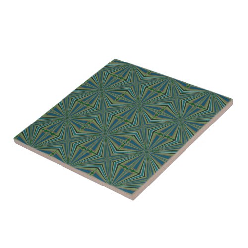 Color Block Pattern Blue Green Turquoise Orange Ceramic Tile