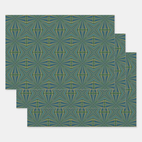 Color Block Pattern Blue Green Turquoise Orange  Wrapping Paper Sheets
