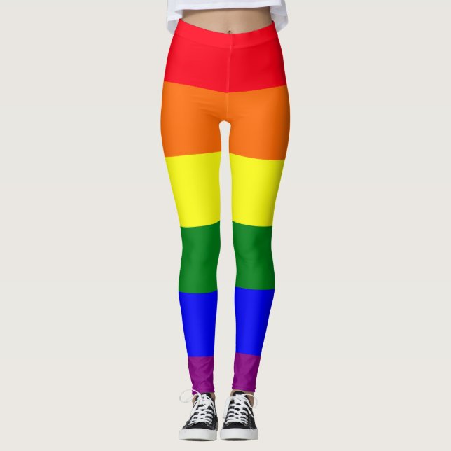 Color Block Pattern Pride Colors Leggings (Front)