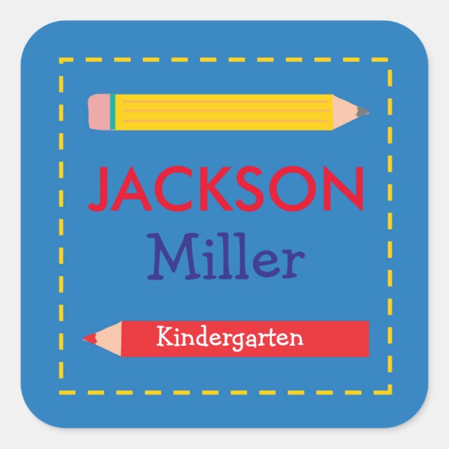 Color Block Pencil - School Labels (Front)
