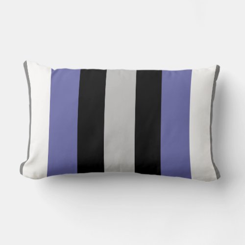 Color Block Periwinkle Blue Gray Black White Lumbar Pillow